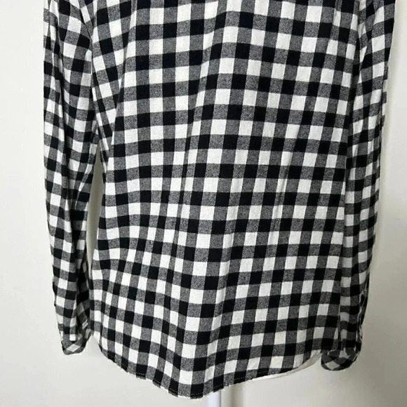 MELLO DAY Black & White Buffalo Check Flannel Ruffle Button Down - Holiday Plaid - Picture 10 of 10